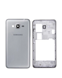 Samsung Galaxy Grand Prime Plus Housing Middle Frame With Side Button and Camera Lens Complete Body Casing Replacement For Grand Prime Plus - Silver