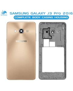 Samsung Galaxy J3 Pro 2016 Housing Middle Frame With Side Button and Camera Lens Complete Body Casing Replacement For Galaxy J3 Pro 2016 - Golden