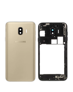 Samsung Galaxy J4 Housing Middle Frame With Side Button and Camera Lens Complete Body Casing Replacement For Galaxy J4 - Golden