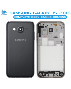Samsung Galaxy J5 2015 Housing Middle Frame With Side Button and Camera Lens Complete Body Casing Replacement For Galaxy J5 2015 - Black