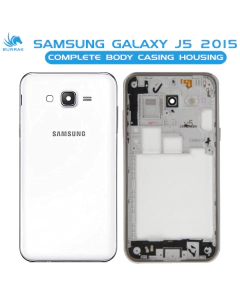 Samsung Galaxy J5 2015 Housing Middle Frame With Side Button and Camera Lens Complete Body Casing Replacement For Galaxy J5 2015 - White