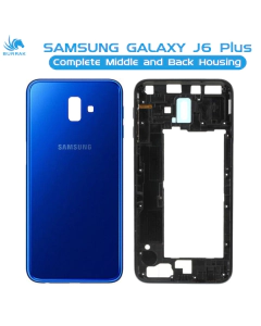 Samsung Galaxy J6 Plus Housing Middle Frame With Side Button and Camera Lens Body Casing Replacement For Galaxy J6 Plus - Blue
