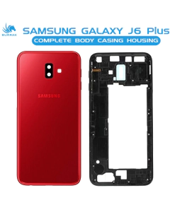 Samsung Galaxy J6 Plus Housing Middle Frame With Side Button and Camera Lens Complete Body Casing Replacement For Galaxy J6 Plus - Red