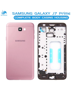 Samsung Galaxy J7 Prime Housing Middle Frame With Side Button and Camera Lens Complete Body Casing Replacement For Galaxy J7 Prime - Rose Gold