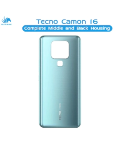 Tecno Camon 16 Housing Middle Frame With Side Button and Camera Lens Body Casing Replacement For Camon 16 - Blue