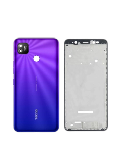 Tecno Pop 4 Housing Middle Frame With Side Button and Camera Lens Complete Body Casing Replacement For Pop 4 - Blue