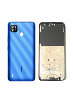 Tecno Pop 4 Lite Housing Middle Frame With Side Button and Camera Lens Complete Body Casing Replacement For Pop 4 Lite - Blue