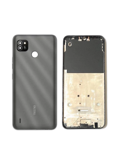 Tecno Pop 4 Lite Housing Middle Frame With Side Button and Camera Lens Complete Body Casing Replacement For Pop 4 Lite - Grey