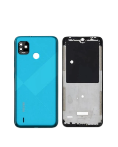 Tecno Pop 5 Housing Middle Frame With Side Button and Camera Lens Complete Body Casing Replacement For Pop 5 - Blue