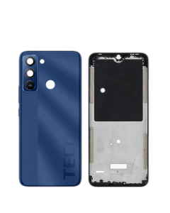 Tecno Pop 5 Lite Housing Middle Frame With Side Button and Camera Lens Complete Body Casing Replacement For Pop 5 Lite - Dark Blue