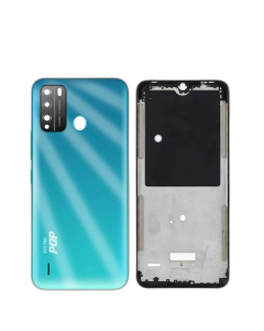 Tecno Pop 5x Housing Middle Frame With Side Button and Camera Lens Complete Body Casing Replacement For Pop 5x - Blue