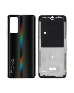 Tecno Pova 2 Housing Middle Frame With Side Button and Camera Lens Complete Body Casing Replacement For Pova 2 - Black