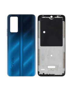 Tecno Pova 2 Housing Middle Frame With Side Button and Camera Lens Complete Body Casing Replacement For Pova 2 - Blue