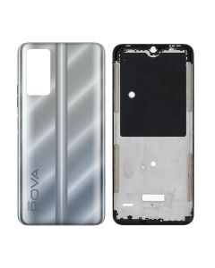 Tecno Pova 2 Housing Middle Frame With Side Button and Camera Lens Complete Body Casing Replacement For Pova 2 - Silver