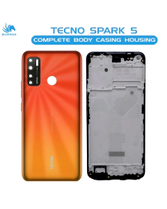 Tecno Spark 5 Housing Middle Frame With Side Button and Camera Lens Complete Body Casing Replacement For Spark 5 - Orange