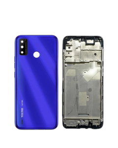 Tecno Spark 6 Go Housing Middle Frame With Side Button and Camera Lens Complete Body Casing Replacement For Spark 6 Go - Blue