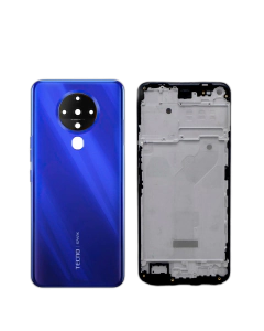 Tecno Spark 6 Housing Middle Frame With Side Button and Camera Lens Complete Body Casing Replacement For Spark 6 - Blue