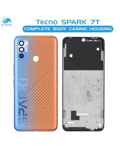 Tecno Spark 7t Housing Middle Frame With Side Button and Camera Lens Complete Body Casing Replacement For Spark 7t - Orange