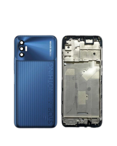 Tecno Spark 8P Housing Middle Frame With Side Button and Camera Lens Complete Body Casing Replacement For Spark 8P - Blue