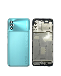 Tecno Spark 8P Housing Middle Frame With Side Button and Camera Lens Complete Body Casing Replacement For Spark 8P - Green