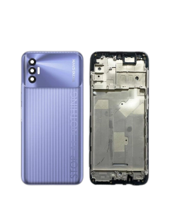Tecno Spark 8P Housing Middle Frame With Side Button and Camera Lens Complete Body Casing Replacement For Spark 8P - Purple
