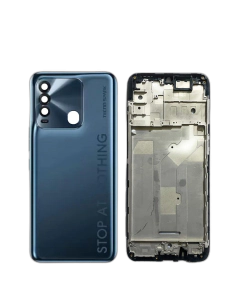 Tecno Spark 8T Housing Middle Frame With Side Button and Camera Lens Complete Body Casing Replacement For Spark 8T - Blue