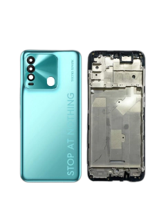 Tecno Spark 8T Housing Middle Frame With Side Button and Camera Lens Complete Body Casing Replacement For Spark 8T - Green