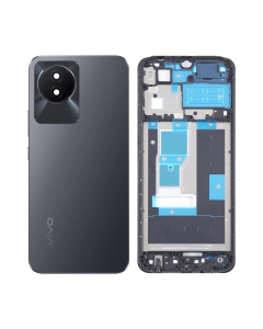 Vivo Y02 Rear Complete Body Casing Housing With Camera Lens Replacement For Vivo Y02 - Black