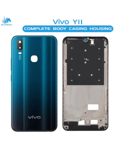 Vivo Y11 Housing Middle Frame With Side Button and Camera Lens Complete Body Casing Replacement For Y11 - Blue