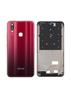 Vivo Y11 Housing Middle Frame With Side Button and Camera Lens Complete Body Casing Replacement For Y11 - Red