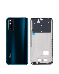 Vivo Y12s Housing Middle Frame With Side Button and Camera Lens Complete Body Casing Replacement For Y12s - Black