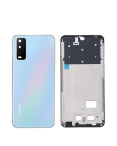 Vivo Y12s Housing Middle Frame With Side Button and Camera Lens Complete Body Casing Replacement For Y12s - Blue