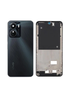 Vivo Y16 Housing Middle Frame With Side Button and Camera Lens Complete Body Casing Replacement For Y16 - Black