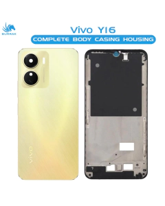 Vivo Y16 Housing Middle Frame With Side Button and Camera Lens Complete Body Casing Replacement For Y16 - Golden