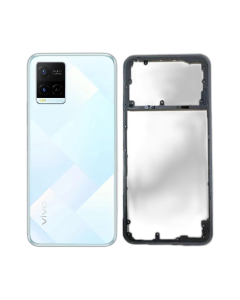 Vivo Y21 Housing Middle Frame With Side Button and Replacement Battery Back Door For Y21 - White