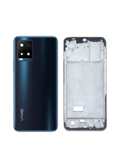 Vivo Y21s Housing Middle Frame With Side Button and Camera Lens Complete Body Casing Replacement For Y21s - Blue