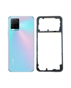 Vivo Y33s Housing Middle Frame With Side Button and Replacement Battery Back Door For Y33s - Purple