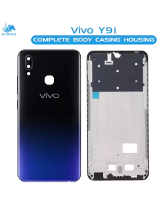 Vivo Y91 Housing Middle Frame With Side Button and Camera Lens Complete Body Casing Replacement For Y91 - Black