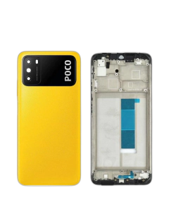 Xiaomi Poco M3 Housing Middle Frame With Side Button and Camera Lens Complete Body Casing Replacement For Poco M3 - Yellow