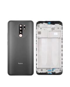 Xiaomi Redmi 9 Housing Middle Frame With Side Button and Camera Lens Complete Body Casing Replacement For Redmi 9 - Gray
