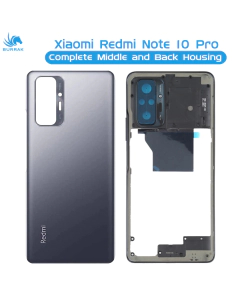 Xiaomi Redmi Note 10 Pro Housing Middle Frame With Side Button and Replacement Battery Back Door For Xiaomi Redmi Note 10 Pro - Black