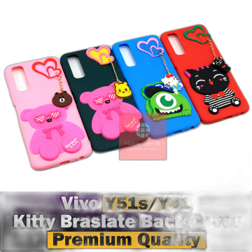 Vivo Y31 Back Cover Hello Kitty Braslate Chain Soft Y31 Case For Girls