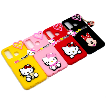 Tecno Camon 15 Back Cover Hello Kitty Braslate Chain Soft Camon 15 Case For Girls