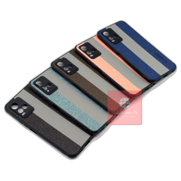 Vivo Y21T Back Cover Double Colour Leather Type Soft Y21T Case For Boys