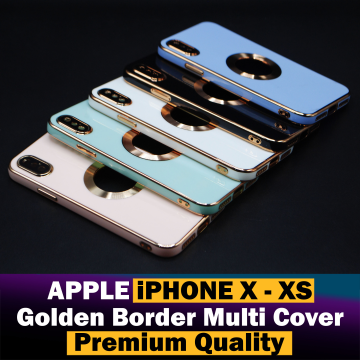 Apple iPhone X Soft Multi Golden Border Camera Protection Cover