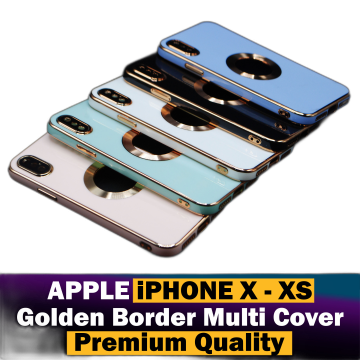 Apple iPhone XS Soft Multi Golden Border Camera Protection Cover