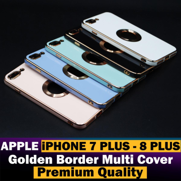 Apple iPhone 8 Plus Soft Multi Golden Border Camera Protection Cover