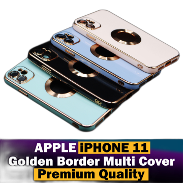 Apple iPhone 11 Soft Multi Golden Border Camera Protection Mobile Cover