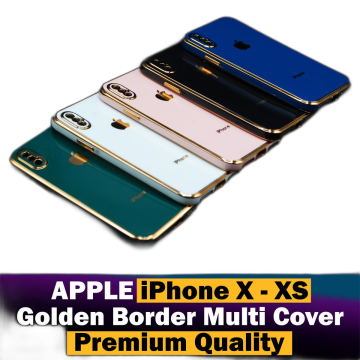 Apple iPhone XS Soft Multi Golden Border Camera Protection Cover