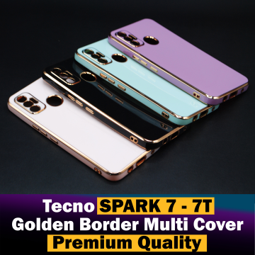 Tecno Spark 7 Soft Multi Golden Border Camera Protection Cover